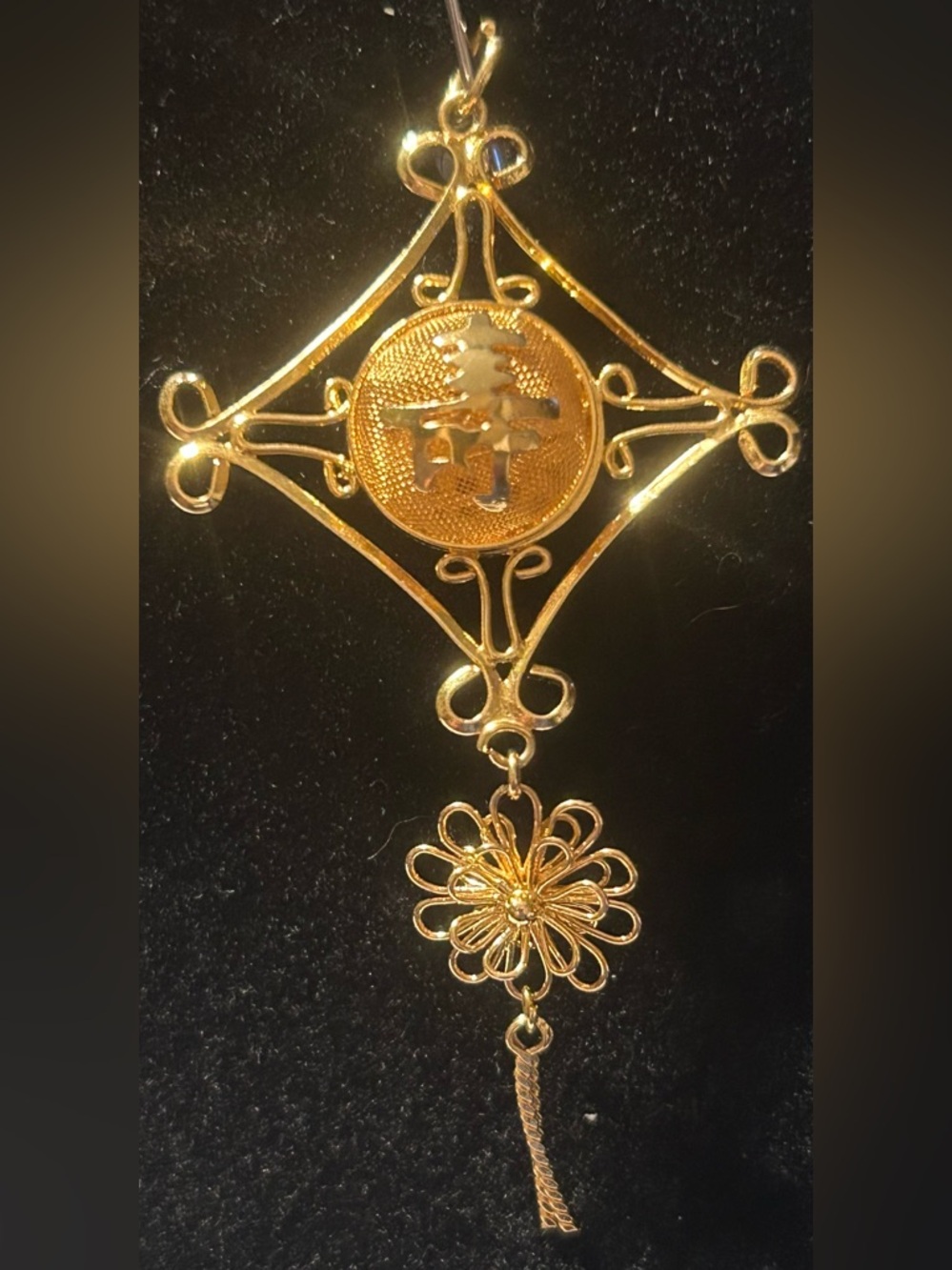 Vintage Gold Tone Filigree Gilt Vinaigrette Pendant (chain not included) - Picture 4 of 8